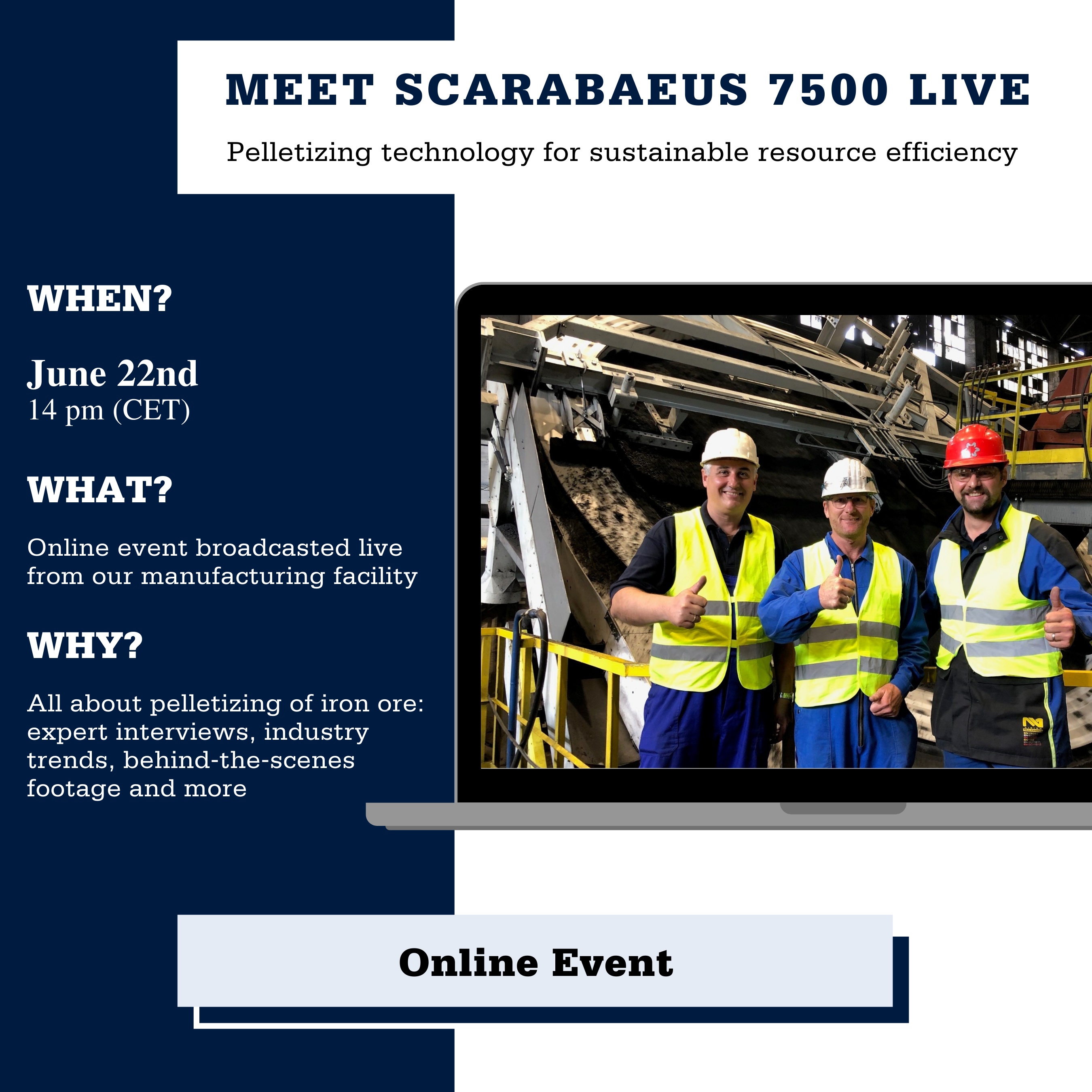 Meet SCARABAEUS Live – Virtual Event About Iron Ore Pelletizing